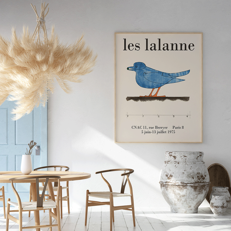 Les Lalanne plakat. En fin blå fugl.