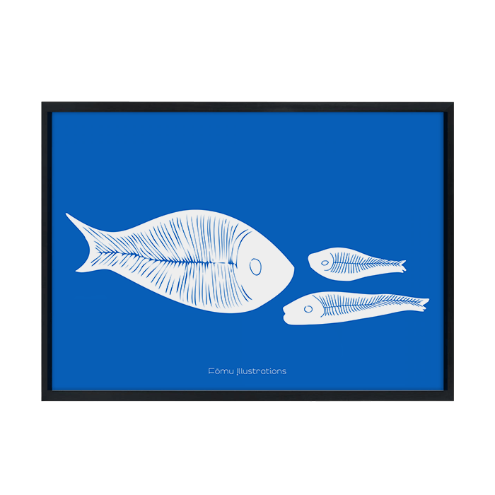 Fômu Illustration - fisk i blåt